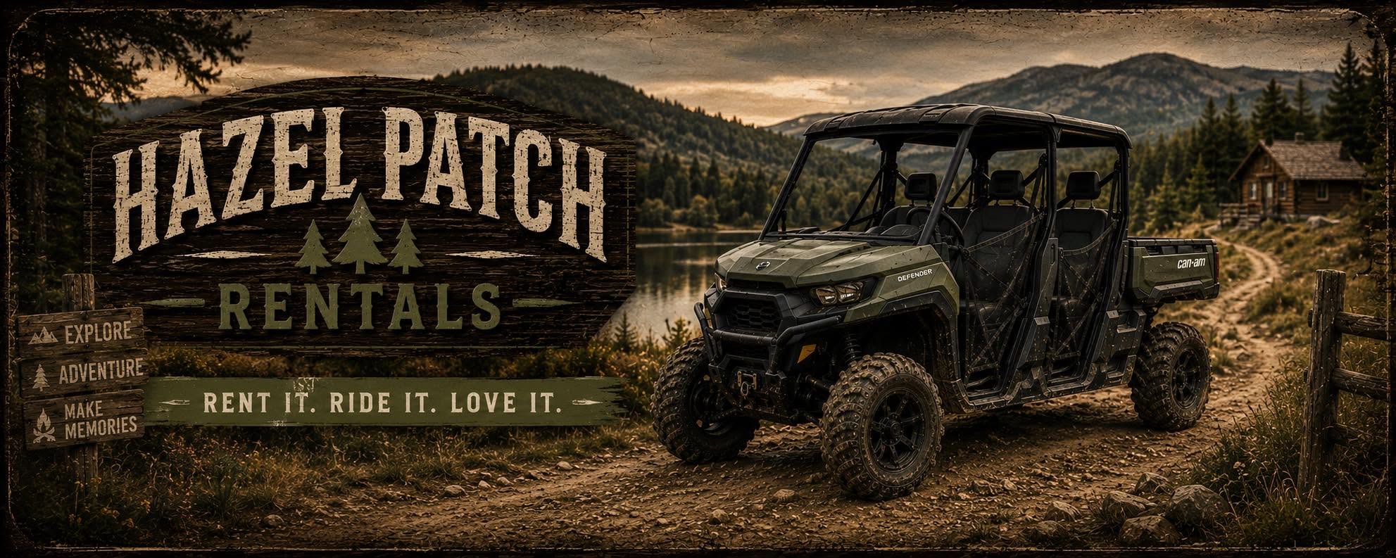 Hazel Patch Rentals Can-Am Defender UTVs on the trail